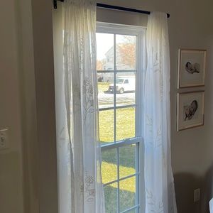 EUC Opal house embroidered floral sheer curtain panels.